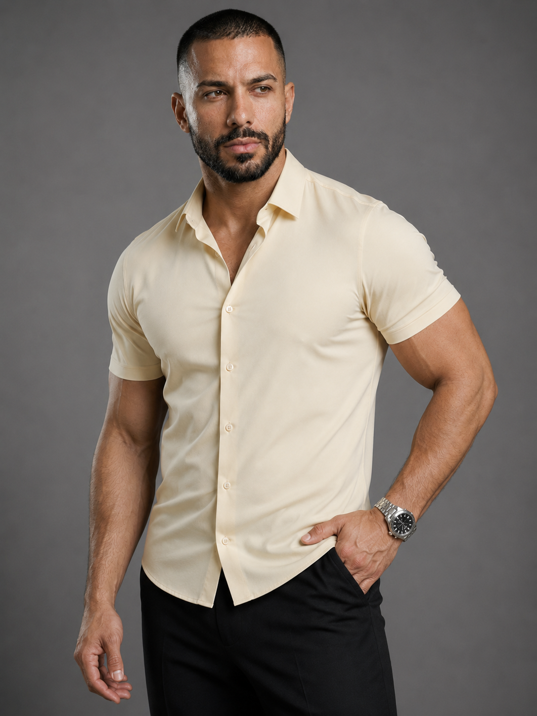 Short Sleeve Muscle Dress Shirt